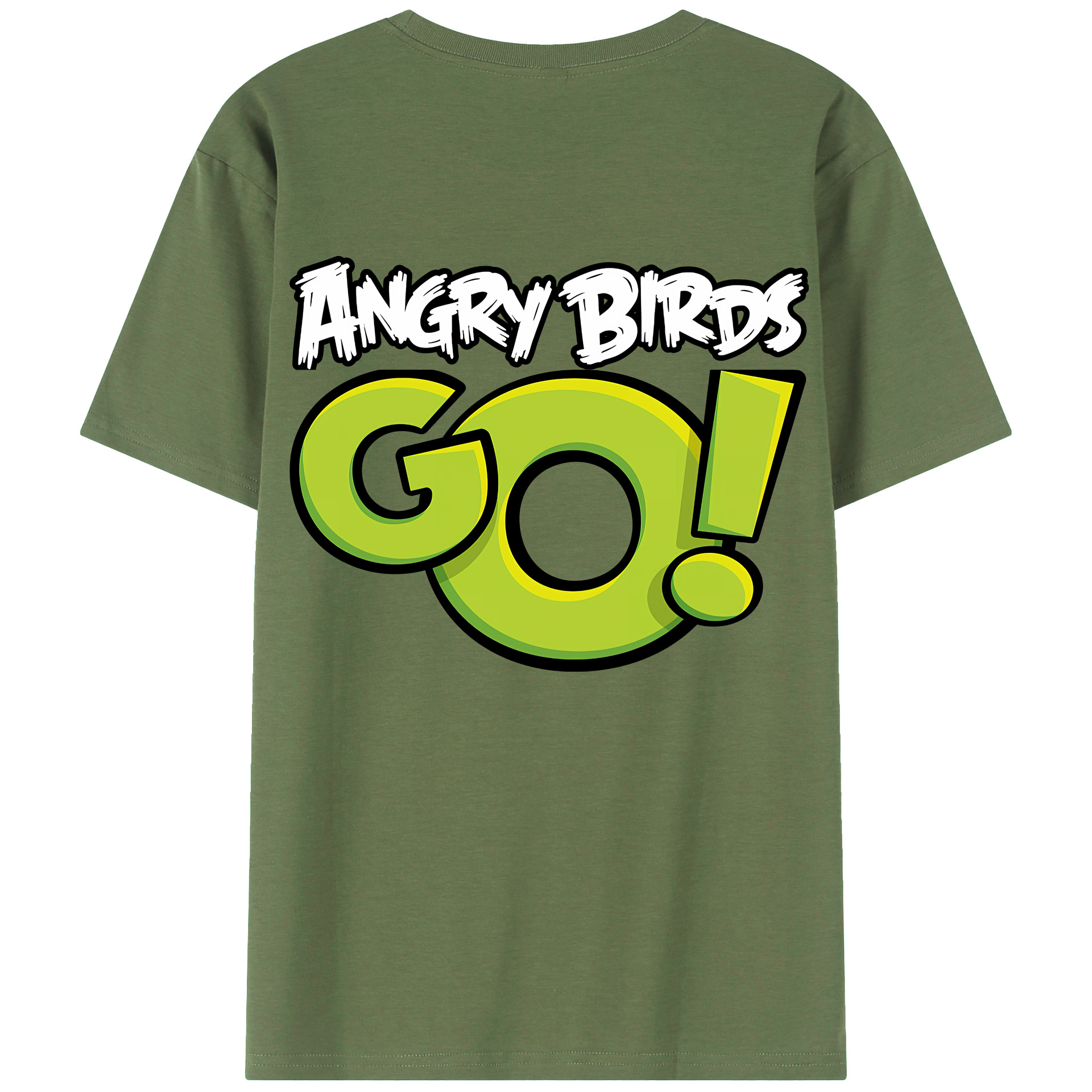 （画像用） Angry Birds アングリーバード 綿100％ メンズ半袖Tシャツ（バックプリント） 通気性